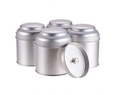BENECREAT Double Cover Platinum Round Tee Aufbewahrungsdose Home Kitchen Aufbewahrungsbehälter Kanister Blechdose für Tee Kaffee Zucker Lebensmittellagerung