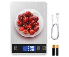 Lidasen Digitale Küchenwaage, Tara Funktion LCD Display Oberfläche Professionelle Präzision auf bis zu 1 Gram Elektronische Waage, USB Aufladbar Max 5kg Modern Küchen Digitalwaage
