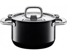 Silit Nature Black Kochtopf hoch 24cm, Metalldeckel mit Dampföffnung, Fleischtopf 6,4l, Silargan Funktionskeramik, Topf Induktion, schwarz