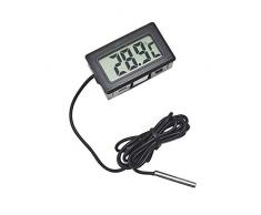 Mein HERZ LCD Temperatursensor Kühlschrank-Thermometer Aquarium-Thermometer Digitalanzeige Thermometer Starkes Entstören Temperaturbereich -50 bis 110°C(Schwarz)
