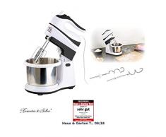 Rosenstein & Söhne Handrührgerät: Handmixer-Set: Rührständer, Edelstahl-Schüssel, 5 Stufen, Turbo, 500 W (Küchenmaschine)