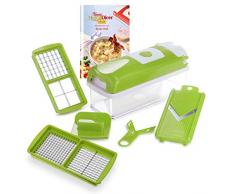 Genius Nicer Dicer Smart (6 Teile) in Kiwi Obst- und Gemüseschneider würfeln stifteln hobeln schneiden inkl. Rezeptheft - perfekt zur Zubereitung von Obst- und Gemüsegerichten