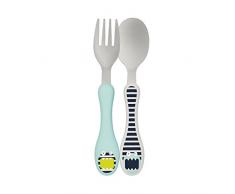 LÄSSIG Kinderbesteck Set 2-teilig Löffel Gabel Edelstahl Kunststoffgriff/Cutlery Little Monsters Bouncing Bob