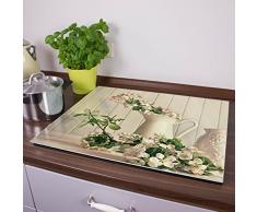 banjado Herdabdeckplatte aus Glas | Herdabdeckung einteilig 60x52cm | Spritzschutz für Ceranfeld oder Induktionsherd | Schneidebrett perfekt für die Küche mit Motiv Stillleben Kirschblüten