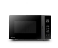 Toshiba MV-AM20T(BK) Mikrowelle/Solo-Mikrowelle/ 20 L/ 800 W/ 5 Leistungsstufen/ 12 Automatikprogramme/Emaille Innenraum/einfach zu reinigen/Auftaufunktion/Glasdrehteller (24,5 cm) / schwarz