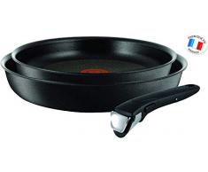 Tefal L65092 Ingenio Expertise Pfannen-Set, inklusive Griff, induktionsgeeignet, antihaftversiegelt, schwarz, 24 + 28 cm