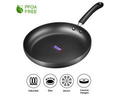 DEIK Pfanne 28 cm aus eloxiertem Alu mit Whitford Antihaftbeschichtung, Bratpfanne induktionsgeeignet, Für ölfreies Braten, PFOA frei