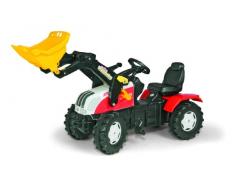 Rolly Toys 046317 rollyFarmtrac Steyr CVT 6240 | Trettraktor mit Lader | Traktor mit Sitzverstellung, Flüsterreifen, Kettenschutz | Frontlader mit Automatikverriegelung | ab 3 Jahren | Farbe rot