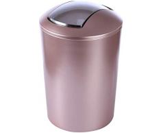 LLDKA Für Küche Bad Büro Wohnzimmer 6.5L Rund Mülleimer mit Schwingdeckel Kunststoff Papierkorb Klein Abfallkorb,Rosegold