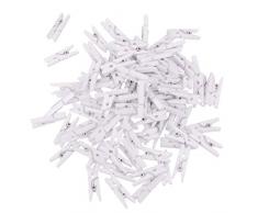 Beyond Dreams® 100 Deko Holzklammern | Kleine Weiße Klammern für Fotos Geschenke | Wäscheklammern zum Basteln | Set Mini Clips zum Bilder Aufhängen | Zierklammer für Hochzeit Party Dekoration