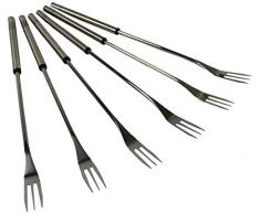 com-four® 6x Fondue Gabeln aus Edelstahl - Fonduebesteck - Fonduespieße mit Edelstahlgriff (06 Stück - Edelstahlgriff)