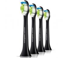 Philips Sonicare Ersatzbürsten Original DiamondClean HX6064/33 für 100 % weißere Zähne – Passen auf jede Philips Sonicare Zahnbürste mit Aufsteck-System – 4er Pack, Standard, Schwarz