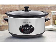 KOKSLOW Slow Slow Kochtopf, 3,5 L, 200 W, Glasdeckel, herausnehmbarer Keramikkochtopf, 2 Kochmodi, Warmhaltefunktion, Silber