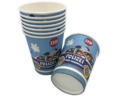 8 Becher * POLIZEI - PAUL DER POLIZIST * für Kindergeburtstag und Mottoparty // Kinder Geburtstag Police Polizeiauto Pappbecher Partybecher