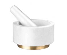 Mörser und Stößel-Set, mit Schlegel Marmor Marmormörser und Marmorstößel, Schlegel Zerkleinerer Gewürzmörser-Echter Granit poliert Spülmaschinenfest(Weiß)