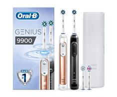 Oral-B Genius 9900 Elektrische Zahnbürste mit Positionserkennung, mit 2. Handstück und Reise-Etui, roségold und schwarz