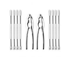 KDLIR Seafood Tools Set bestehend aus 8 Gabeln und 2 Hummerkrabben-Crackern Nussknacker-Set Seafood Tool Kit Nussknacker-Werkzeug, Silber