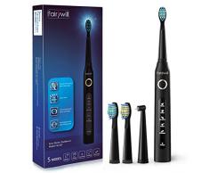 Fairywill Elektrische Zahnbürste Putzen Sie Ihre Zähne wie beim Zahnarzt Schallzahnbürste Eine Aufladung von 4 Stunden hält Min 30 Tage 5 Reinigungs-Modi 2 Minuten Timer 4 Aufsteckbürsten FW507