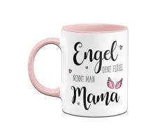 Tassenbrennerei Tasse Engel ohne Flügel nennt Man Mama, Geschenk zum Muttertag oder Geburtstag (Rosa)