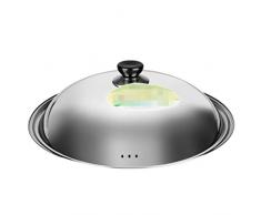 Hemoton Edelstahldeckel Universaldeckel Anti Hot Topfdeckel Verdicken Pfannendeckel mit Dampfloch für Kochtopf Auflauf Töpfe Pfannen Küche Zubehör Silber 36CM