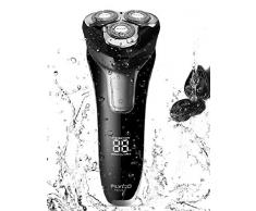 Rasierer Herren Elektrisch Rasierapparat Trockenrasierer IPX7 Wasserdicht LED Display Präzisionstrimmer Nass und Trockenrasierer für Männer FLYCO (Black)