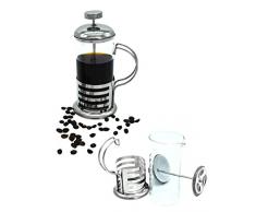 Möbelbörse Kaffeezubereiter mit Edelstahlfilter Kaffeekanne Kaffeepresse French Press Glas Edelstahl Muster 2