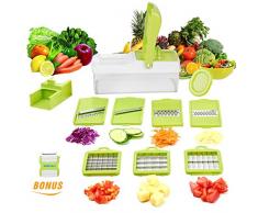 WEINAS 10 in 1 Verstellbarer Mandoline Gemüseschneider Kartoffelschneider, Zerteilen Gemüse Obst Schnell und gleichmäßig, Multischneider, Gemüsehobel, Gemüseschäler, Gemüsereibe und in 1