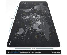 CSL - XXL Speed Gaming Mauspad Titanwolf Weltkarte 900 x 400mm - XXL Mousepad - Tischunterlage Large Size - verbessert Präzision und Geschwindigkeit