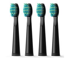 Elektrische Zahnbürste Aufsteckbürsten 4 Stück, Mittelweiche Borste, Schwarz