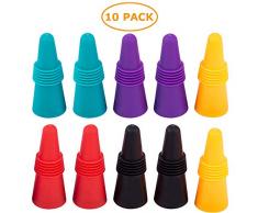 TADAE 10 Stück Weinverschlüsse Silikon flaschenverschlüsse um den Wein frisch zu halten - Rot, Blau, Orange, Lila, Schwarz