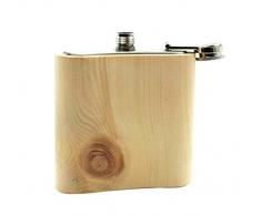 ZIRBEN-FLACHMANN, Zirbenholz Schnapflasche/Taschenflasche, handgefertigt aus Zirbenholz, mit edlem Verschluss aus Metall; (standard)