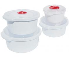 Home Line Mikrowellengeschirr Set 4-tlg - Mikrowellen-Topf 0,5L / 1L / 2L / 3L - für Mikrowelle Spülmaschine Gefrierschrank geeignet -20 bis 100°C