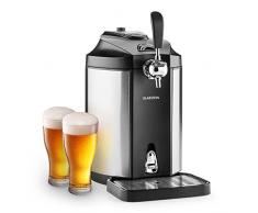Klarstein Skal - universelle Bierzapfanlage mit integriertem Bierkühler, Kühlung auf 2-12 °C, thermoelektrisches Kühlsystem, 38 dB, Temperaturanzeige, inkl. Adapter für Heineken-Fässer, silber