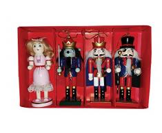 Santas Workshop Nussknacker-Set, Mehrfarbig, 15,2 cm, 4 Stück