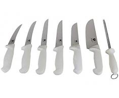 Beeketal Butcher 7 tlg. Schlachtermesser Metzgermesser Set aus rostfreiem Edelstahl mit ergonomischen Griffen, Messerset mit 2x Schlachtmesser, 2x Stechmesser, 2x Ausbeinmesser, 1x Wetzstahl