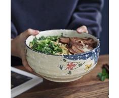 WJSW Keramik Große Ramen Suppe Nudeln Obstsalat Schüssel Kreative Ofen Mikrowellenfest Handgemalte Mischen Servieren Kochschüsseln Set 7 Zoll