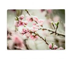 Wandkings Glasschneidebrett „Schneebedeckte Kirschblüten“ - Motiv wählbar - Glasschneideplatte, Schneidebrett aus Glas, Frühstücksbrettchen