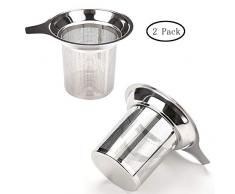 inherited 2 Stück 304 Edelstahl Tee-Sieb Premium Sieb, Wiederverwendbare Edelstahl Teesieb,Sieb Teefilter Teesieb für Kräuter- und losen Tee | fein Sieb Passend für Tasse/Teekannen