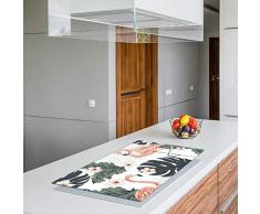 QTA | Herdabdeckplatten 90x52cm Ceranfeld Abdeckung Glas Spritzschutz Abdeckplatte Glasplatte Herd Ceranfeldabdeckung Flamingo