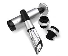 WIE Weinkühlstab Premium Weinbelüfter Weinausgießer mit Belüfter aus Edelstahl Weinpumpe, 2 Flaschenverschluss