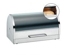WMF Gourmet Brotkasten 39 x 21 x 20 cm, Brotbox mit Klappdeckel aus Glas, Brotdose, Cromargan Edelstahl mattiert