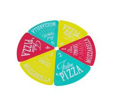 Pizzateller 6teilig bunt Kunststoff Pizzastücke Pizza Pizzastück Teller eckig