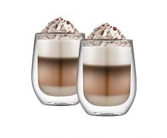 Ehugos Doppelwandige Cappuccino Tassen Glaser Latte Macchiato Glaser Set Thermoglas Trinkgläser Kaffeeglas 2-teiliges (300 mL)