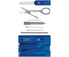 Victorinox Taschenmesser Swiss Card (10 Funktionen, Schere, Kugelschreiber) blau transparent