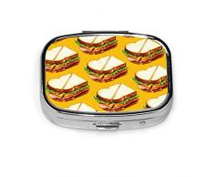 Schinken Sandwich Muster Custom Fashion Silber Quadrat Pillendose Medizin Tablet Halter Wallet Organizer Fall für Tasche oder Geldbörse