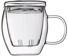 Feelino One and Go großes 400ml Teeglas mit Filter und Deckel, im schönen Geschenkkarton für`s Büro und unterwegs