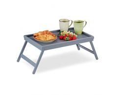 Relaxdays Betttablett Bambus, klappbare Beine, erhöhter Rand, Frühstückstablett fürs Bett, HBT: 4 x 50 x 31 cm, grau