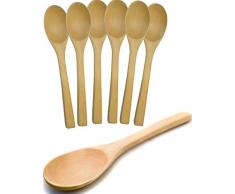 Outdoor Saxx® - 6X Holz-Löffel, Voll-Holz, Natur, unbehandelt, Mittelalter mittelalterliches geschnitztes Hand-Made Design, 17cm, 6er Set