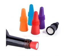 SZUAH Weinflaschenverschluss, Silikon, wiederverwendbar, mit Griffverschluss, verschiedene Farben (Rot, Blau, Orange, Violett, Schwarz)