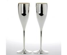 Sektkelche versilbert 2er Set Sektflöten Champagnerflöten Silber Silberne Sektgläser